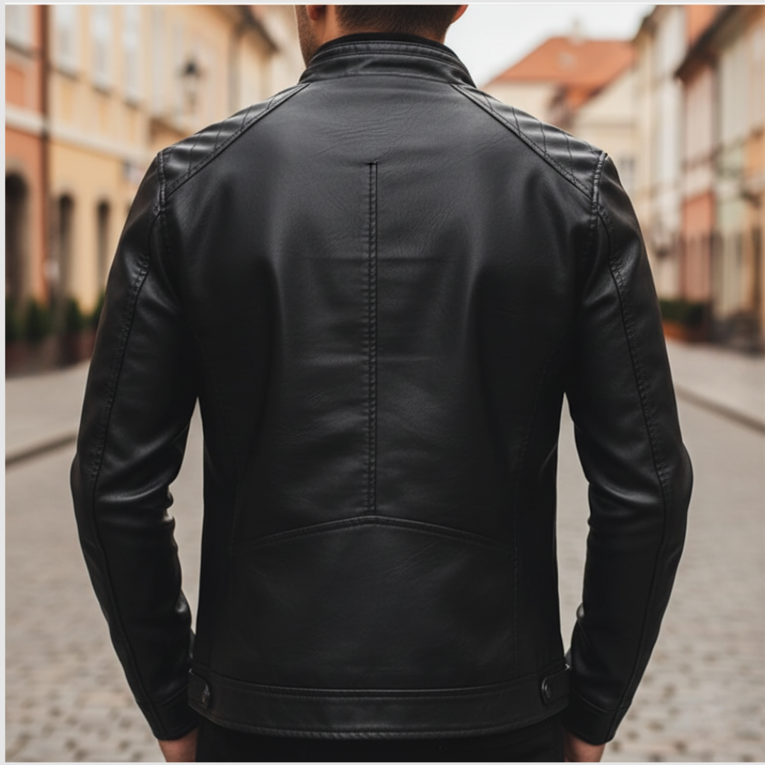 Men's Biker Style Faux Leather Jacket