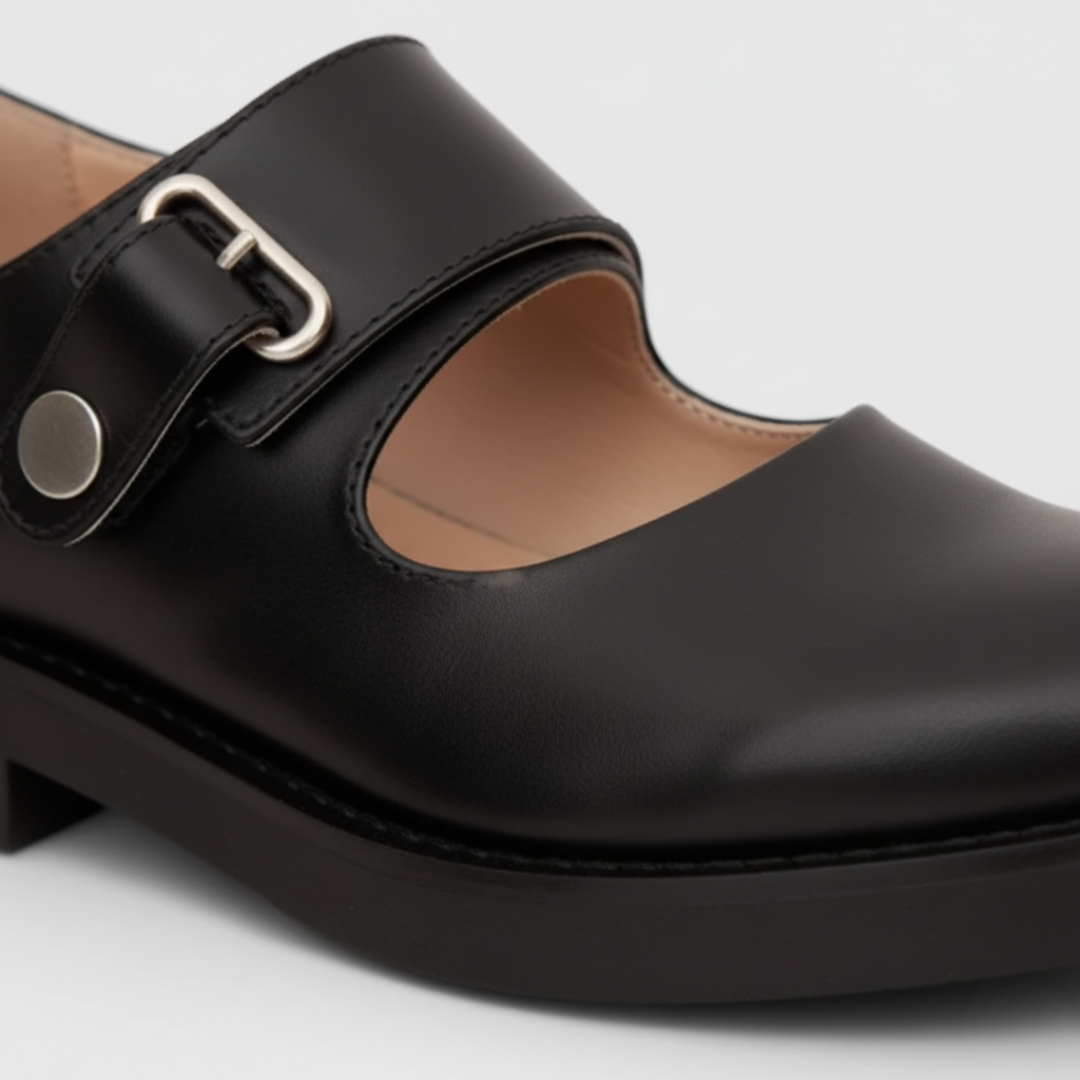 Women's Black Faux Leather Mary Jane Platform Shoes