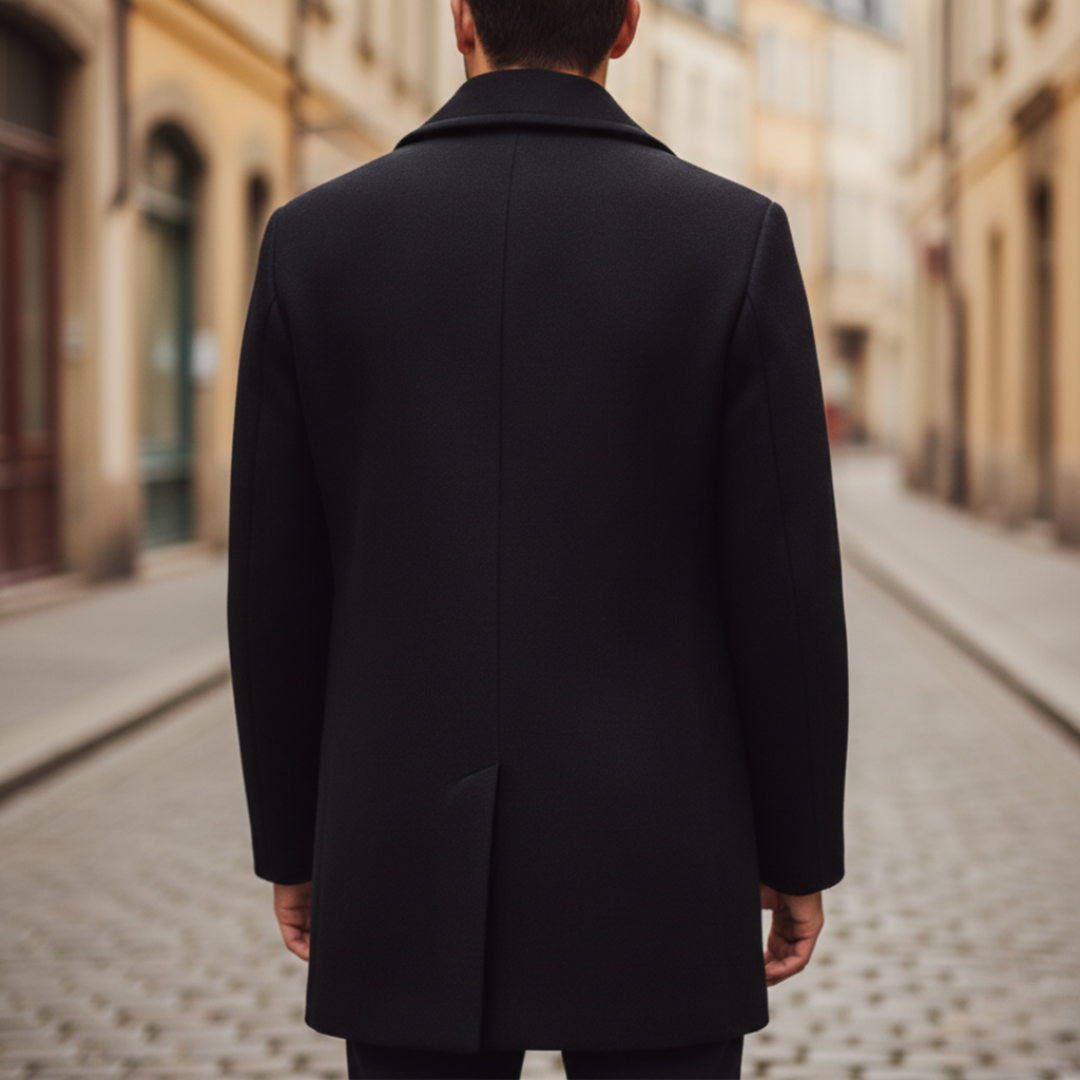Men's Winter Coat Black Mixed Fabric