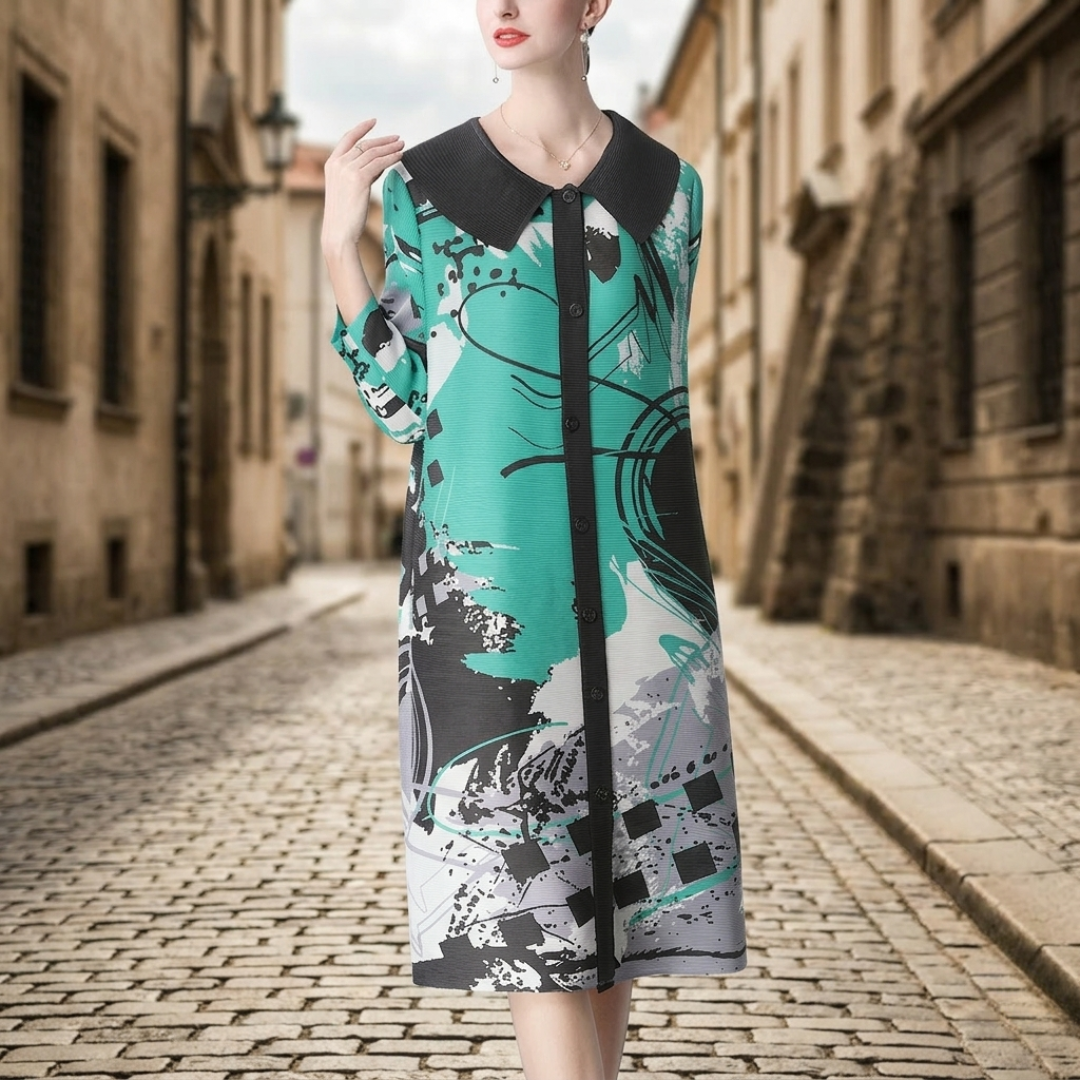Long Draped Dress for Women with Long Sleeves