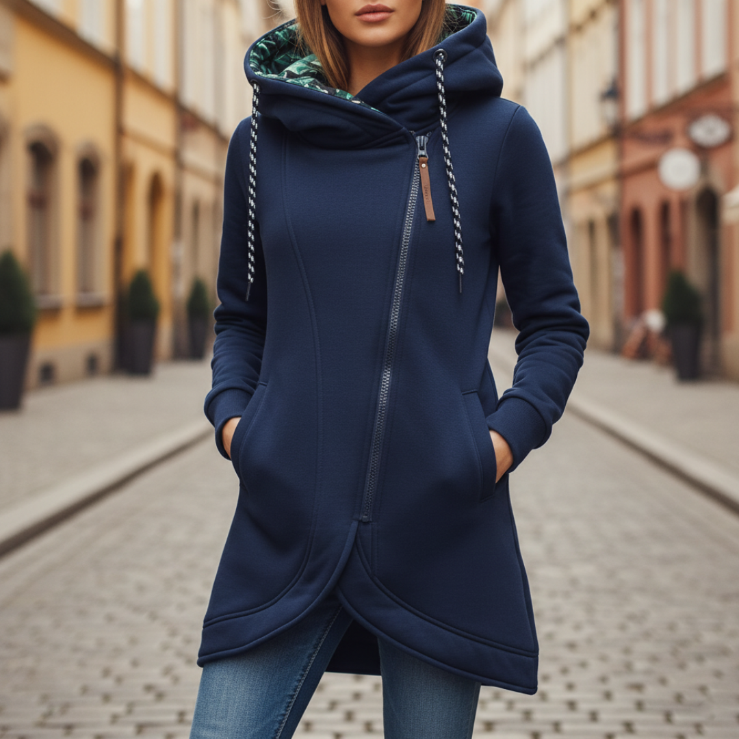 Long Women's Hoodie High-Quality Material Asymmetrical Casual