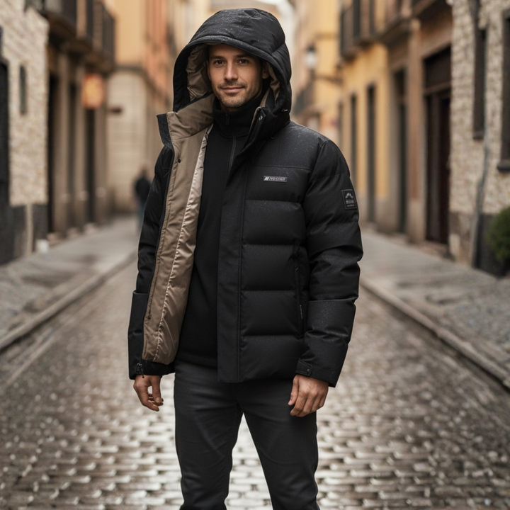 Men's Winter Waterproof Puffer Jacket with Hood