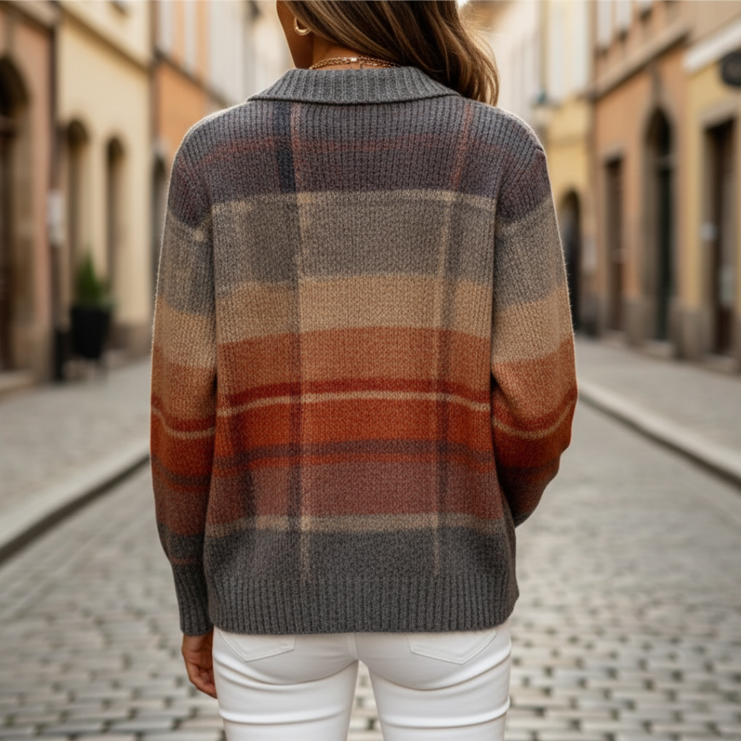 Women's Checkered Cardigan Sweater