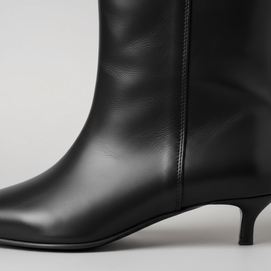 Women's Black Eco-Leather Ankle Boots with Low Heel