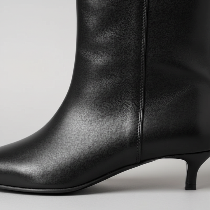 Stivaletti neri da donna in eco-pelle con tacco basso