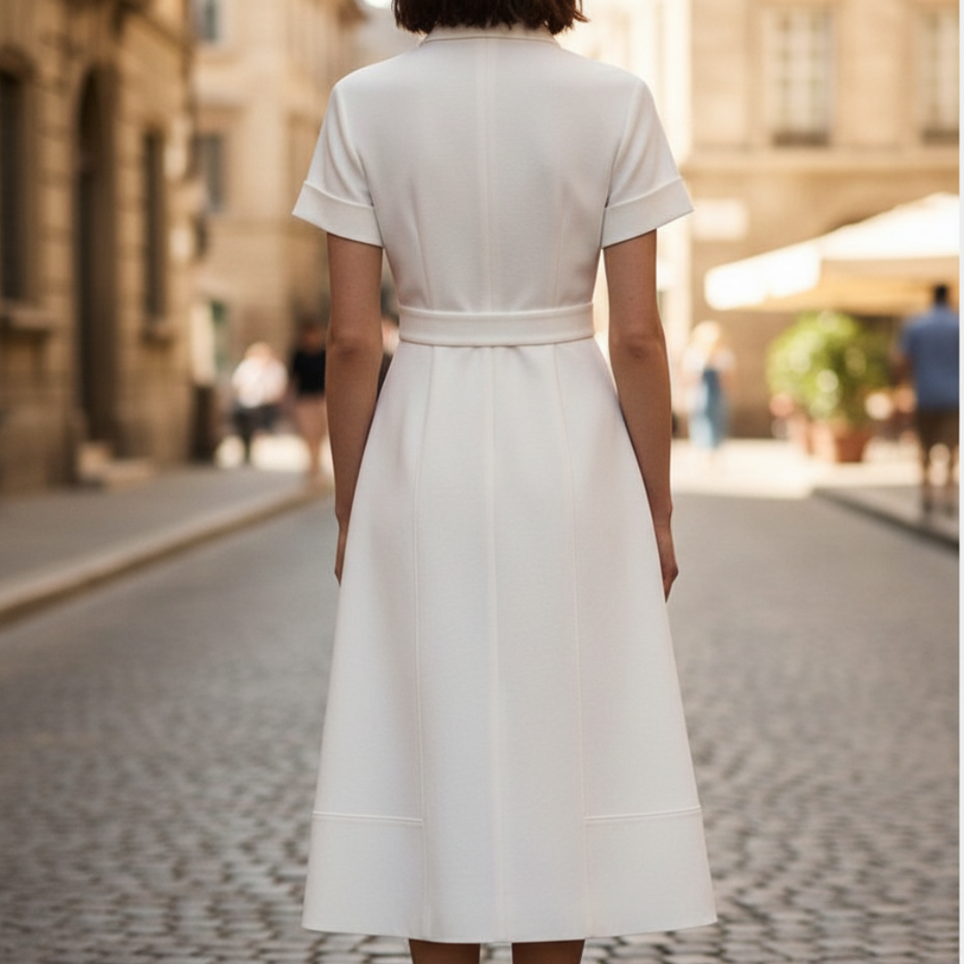 White A-Line Midi Dress for Women