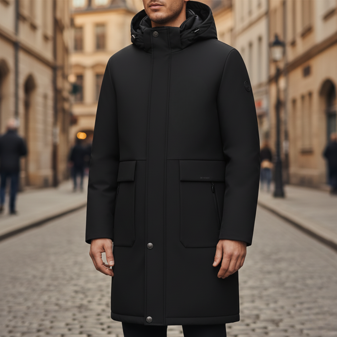 Men's Long Winter Parka with Windproof Hood