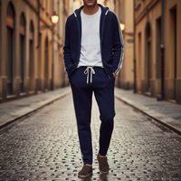 Tuta sportiva da uomo con felpa con cappuccio e pantaloni