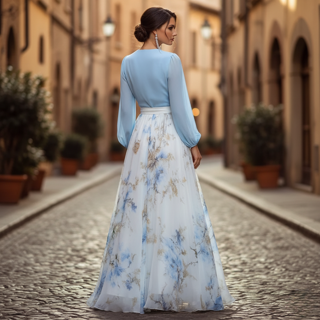 Long Floral Chiffon Dress for Women