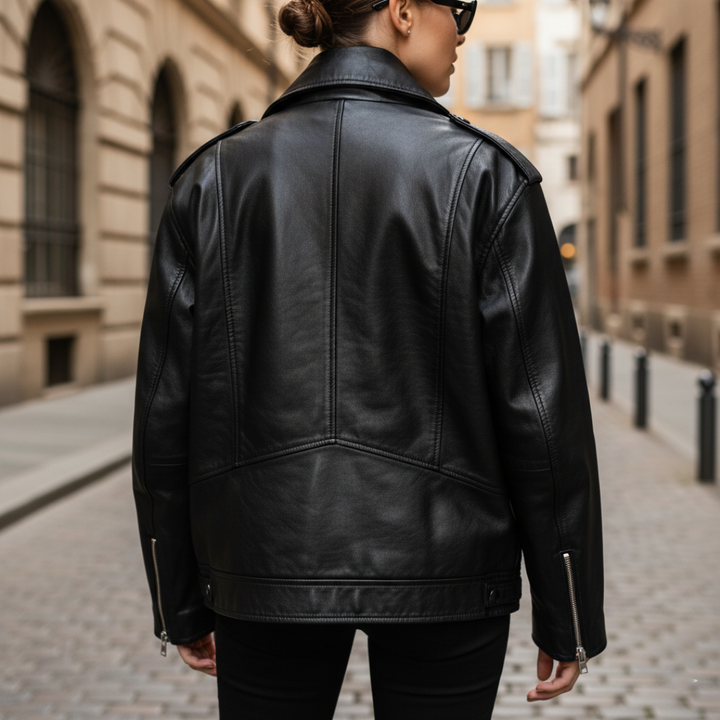 Women's High-Quality Bomber Jacket with Asymmetrical Zipper and High Collar