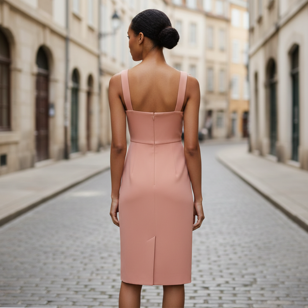 Women's Pink Dress with Square Neck