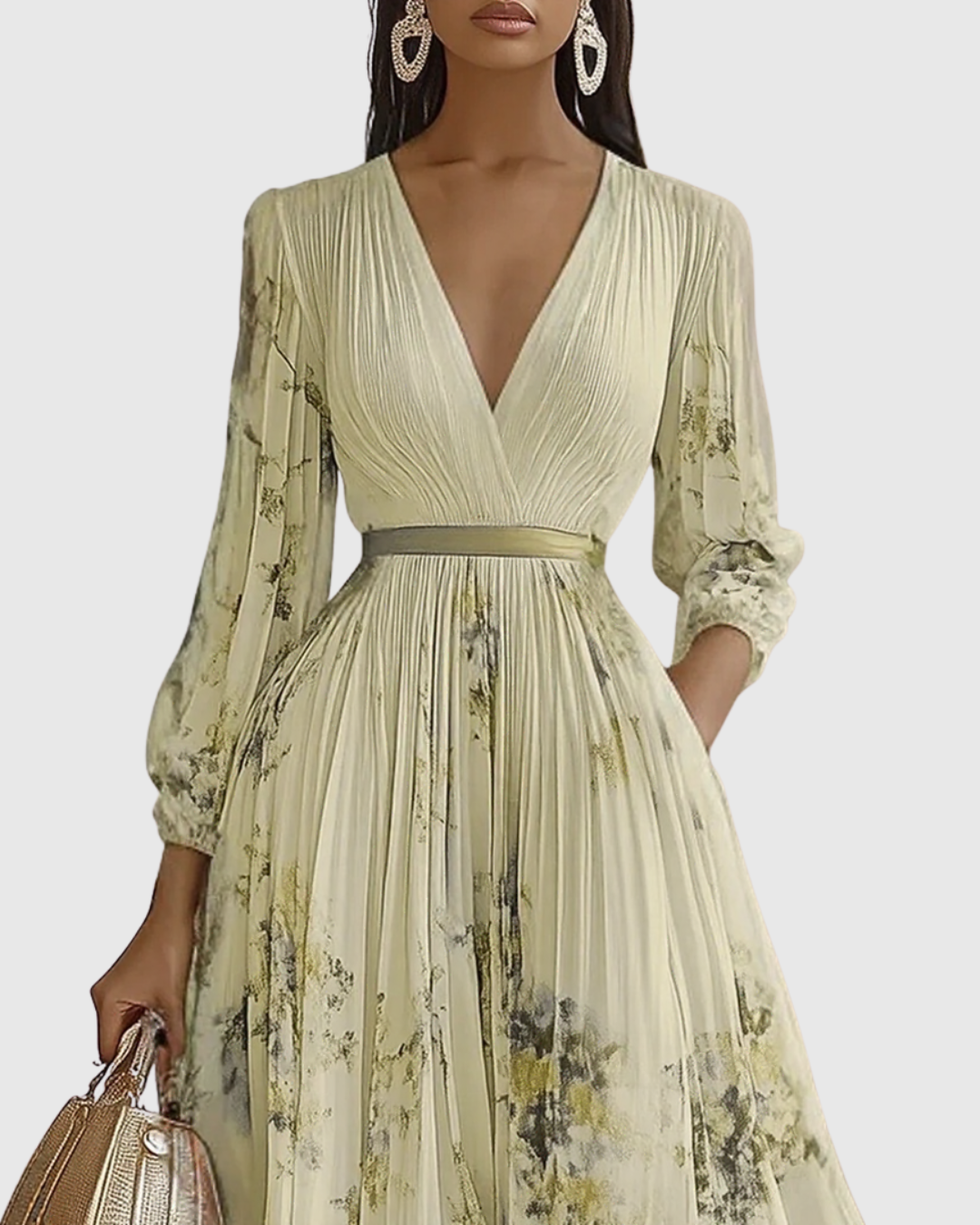 Elegant Pleated Satin Maxi Dress for Women
