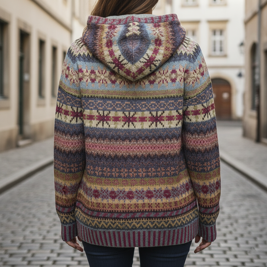 Women's Hooded Sweater with Pattern