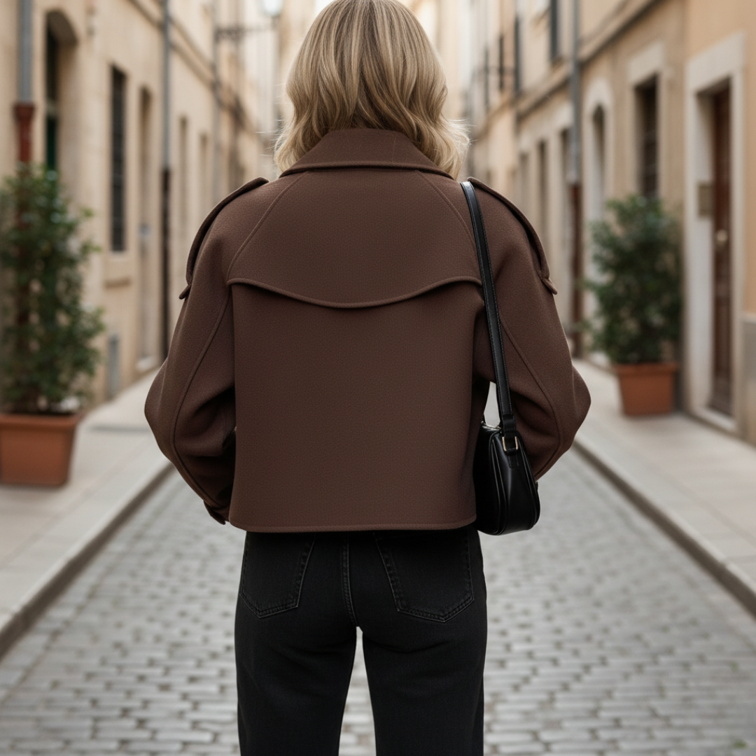 Brown Double-Breasted Women's Jacket