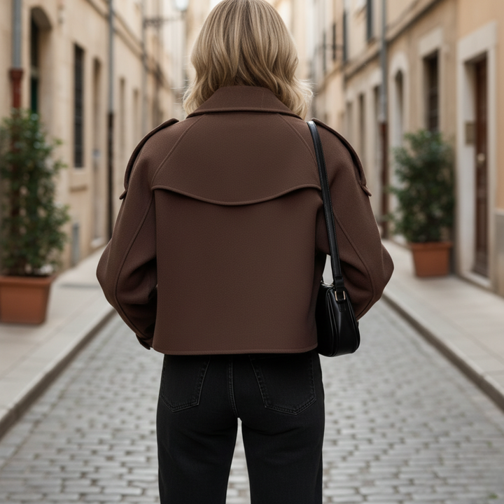 Brown Double-Breasted Women's Jacket