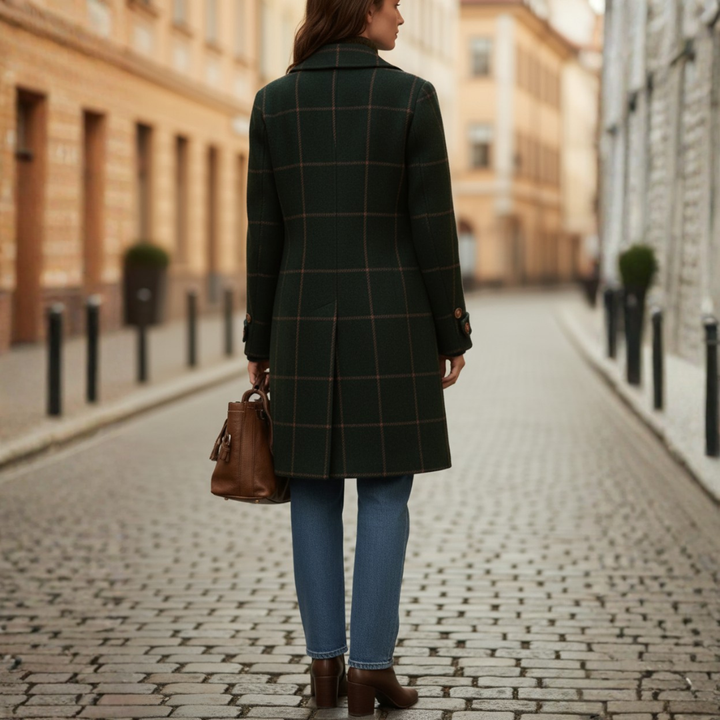 Long Women's Checkered Coat