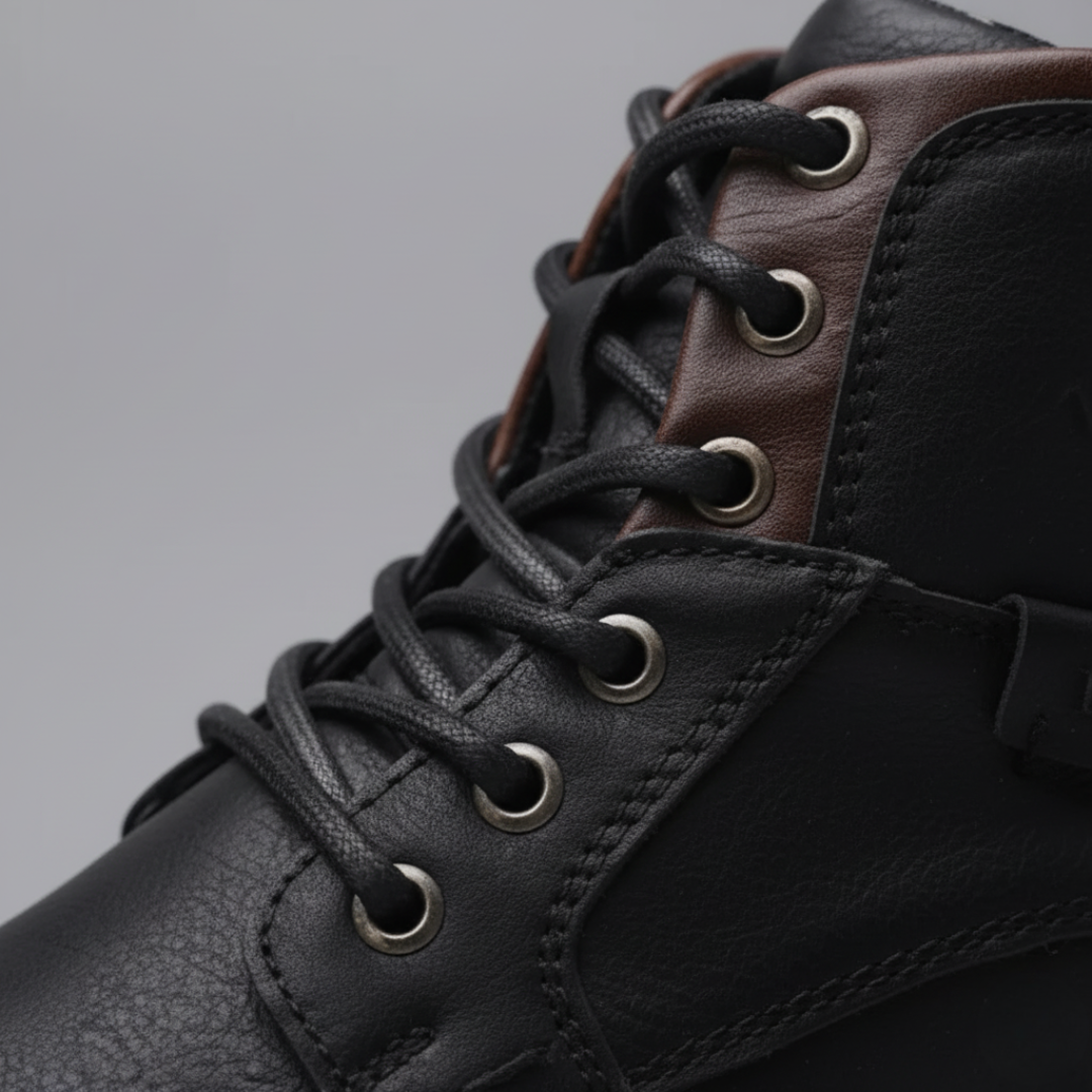 Men's Faux Leather Ankle Boots with Zip and Laces
