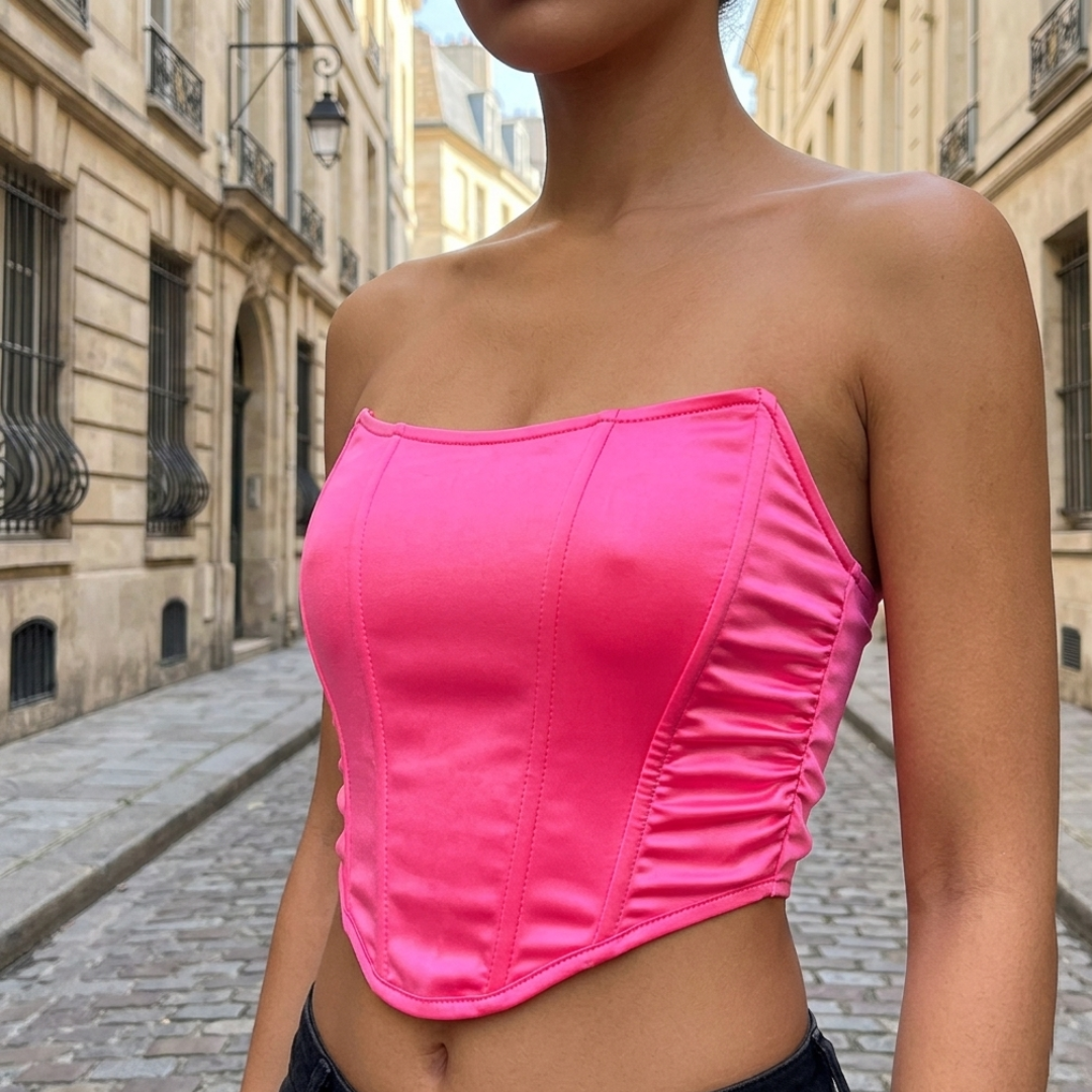 Top Corset Crop Sleeveless Boat Neck Women