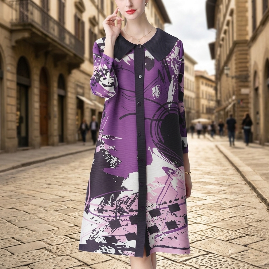 Long Draped Dress for Women with Long Sleeves
