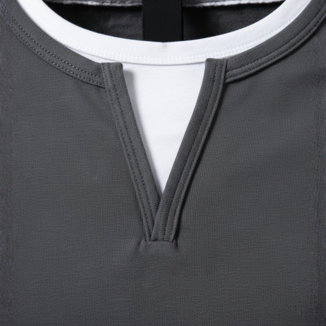 Men's Long Sleeve Hoodie with V-Neck in High-Quality Material