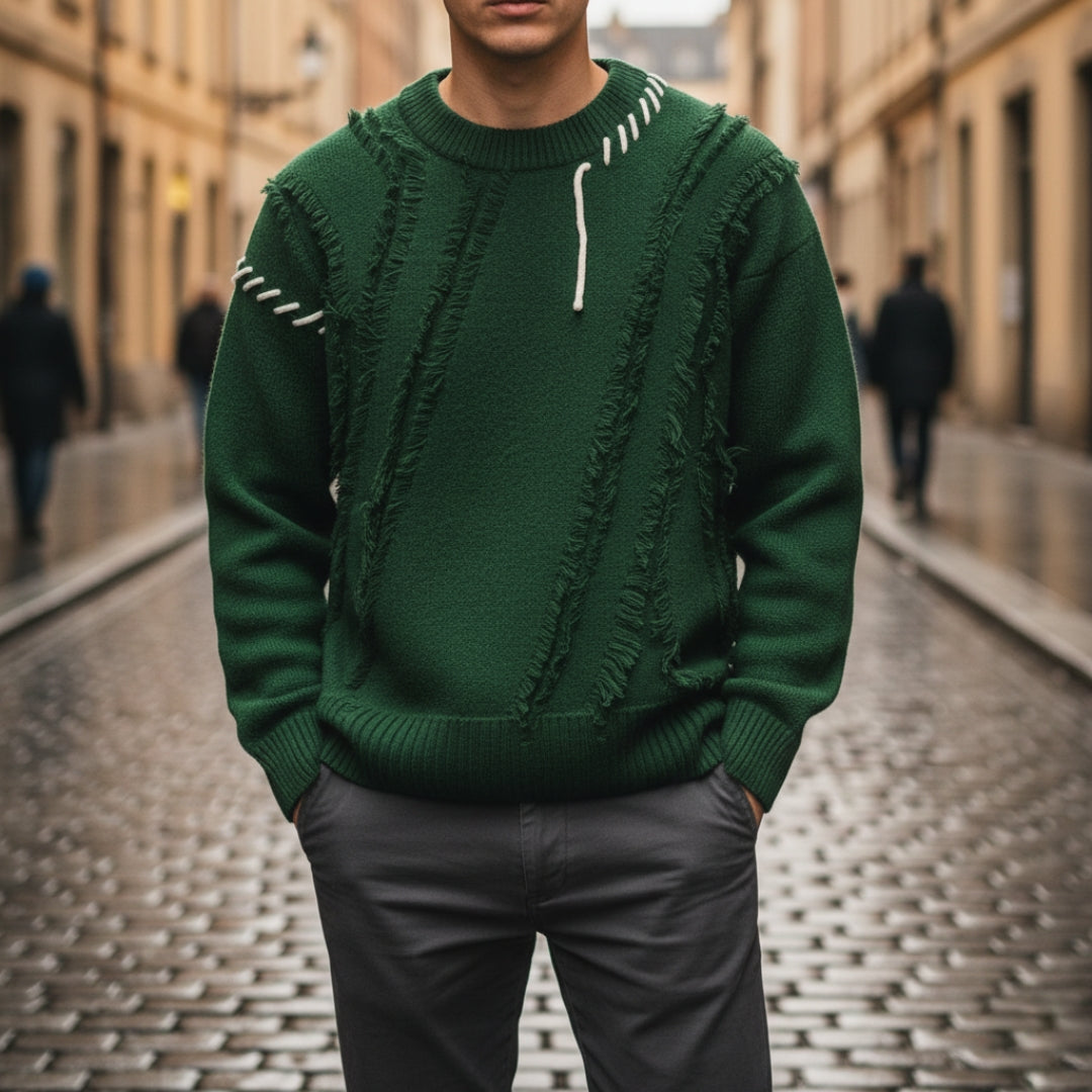 Oversized Men's Sweater with Ripped Details