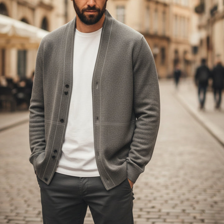 Elegant Men's Cardigan Without Collar