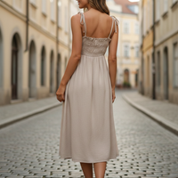 Vestito midi leggero con volant da donna | Elegante stile trapezio estivo