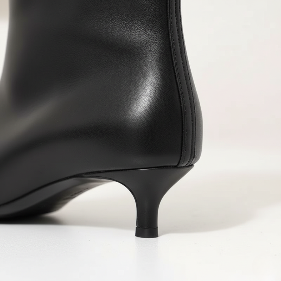 Women's Black Eco-Leather Ankle Boots with Low Heel