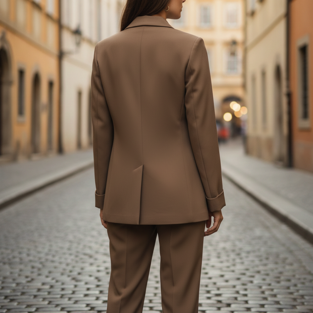 Women's Suit with Single-Breasted Blazer and Wide-Leg Trousers