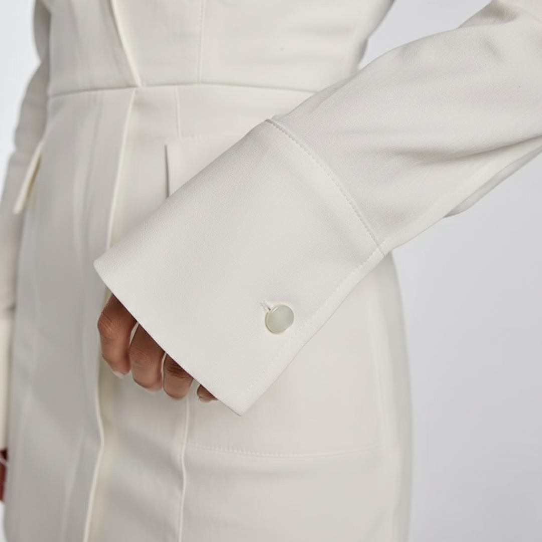 Mini Dress for Women with Off-Shoulder Design and Long Sleeves, Asymmetric White
