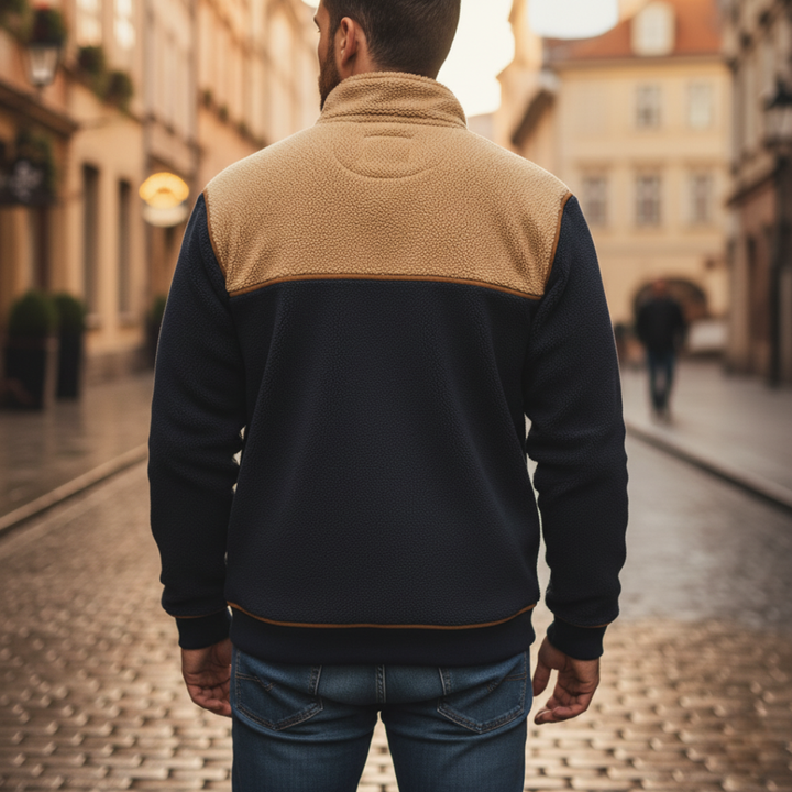 Men's Half Zip Fleece in Mixed Fabric