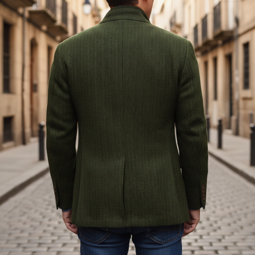Men's Korean Collar Blazer in Mixed Fabric