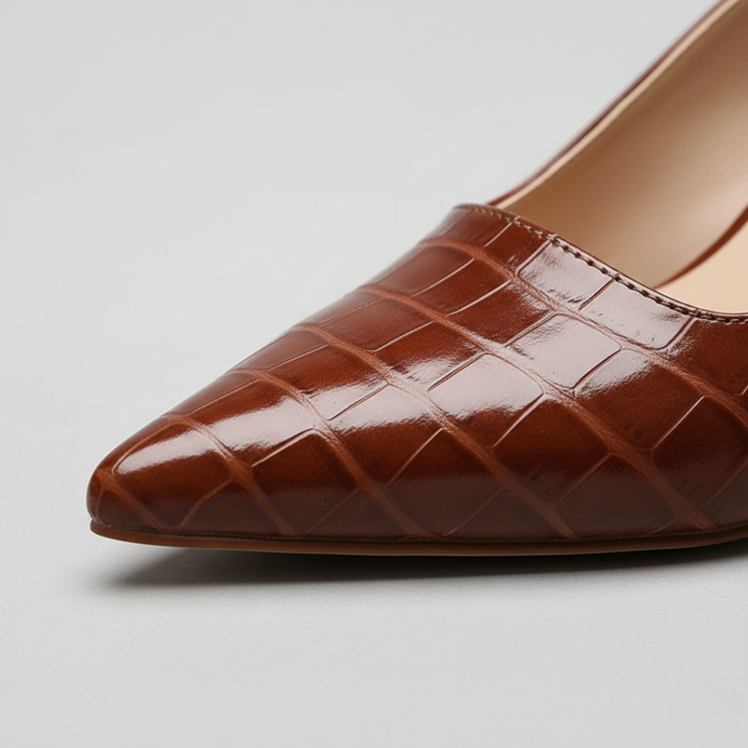 Scarpe slingback da donna con tacco largo effetto coccodrillo