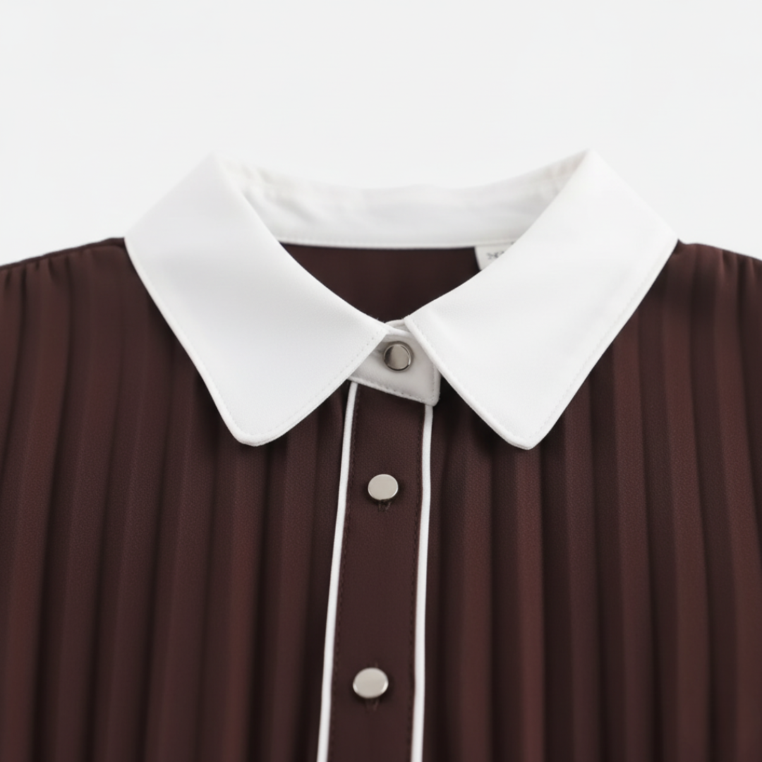 Brown Pleated Long Dress for Women