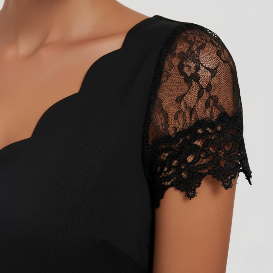 Women's Black Lace V-Neck Dress