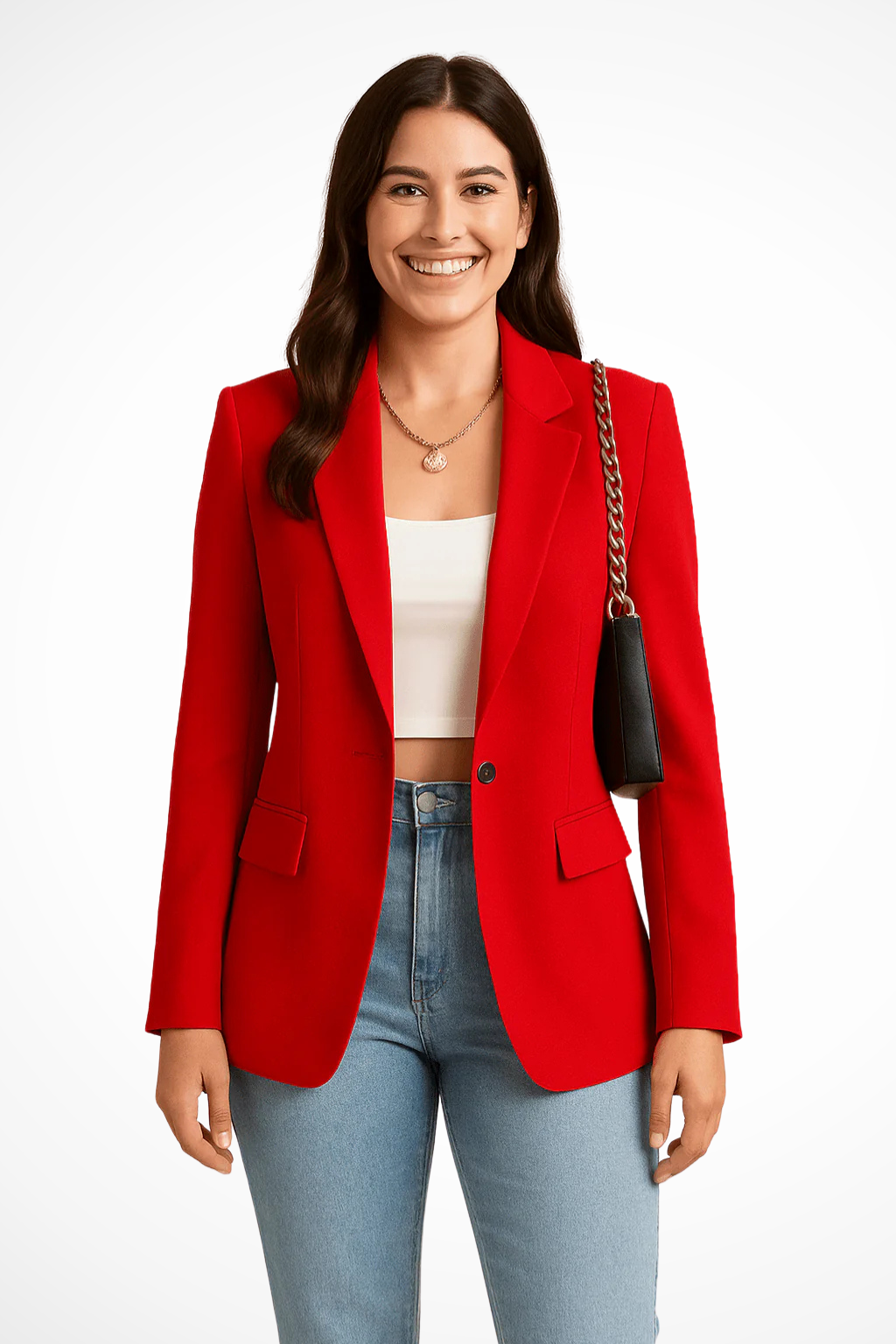 Elegant Chic Slim Fit Women's Blazer with Long Sleeve Buttons
