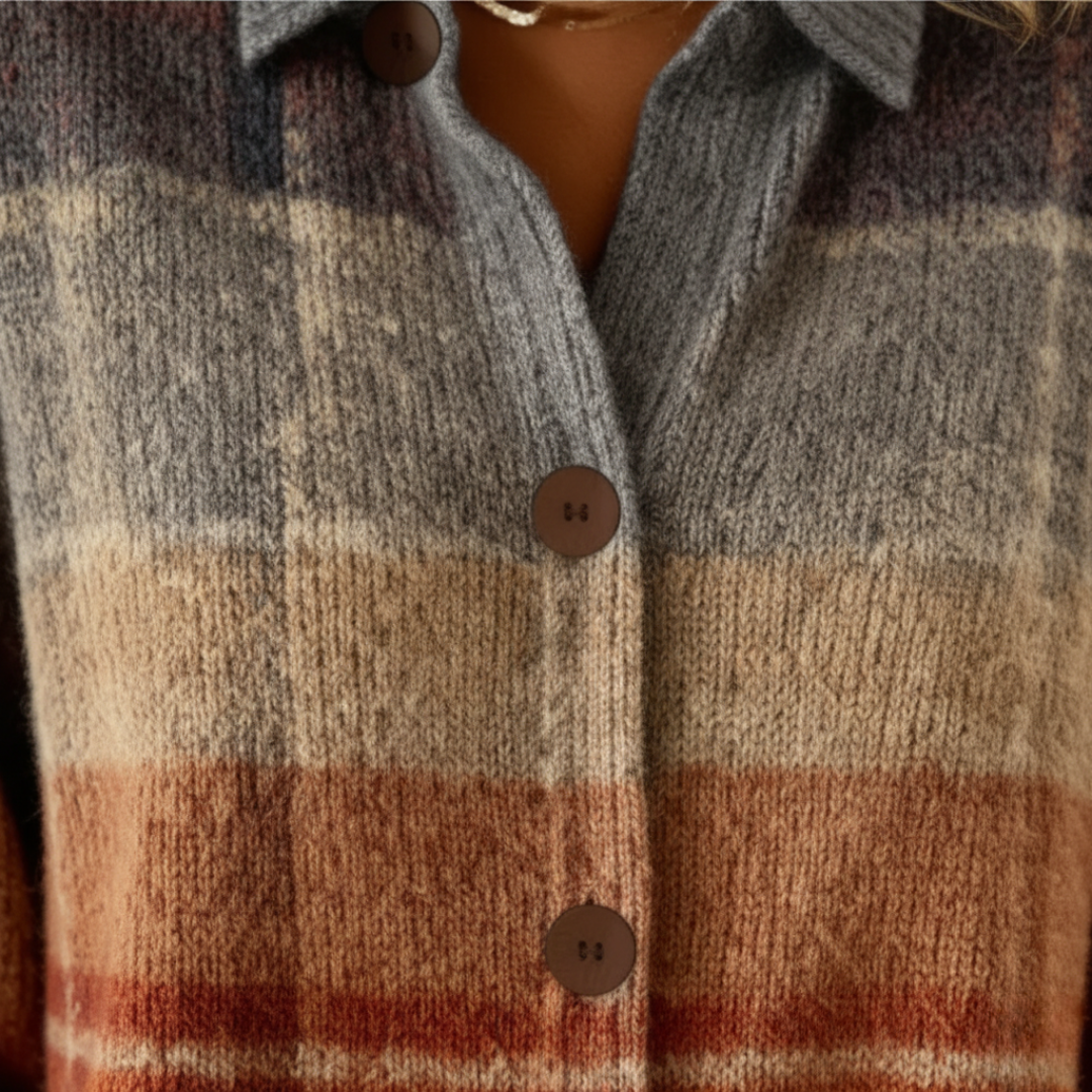 Women's Checkered Cardigan Sweater