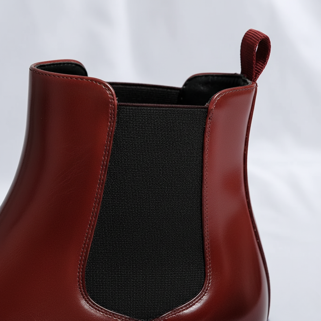Men's Brown Synthetic Leather Chelsea Boots with Elastic