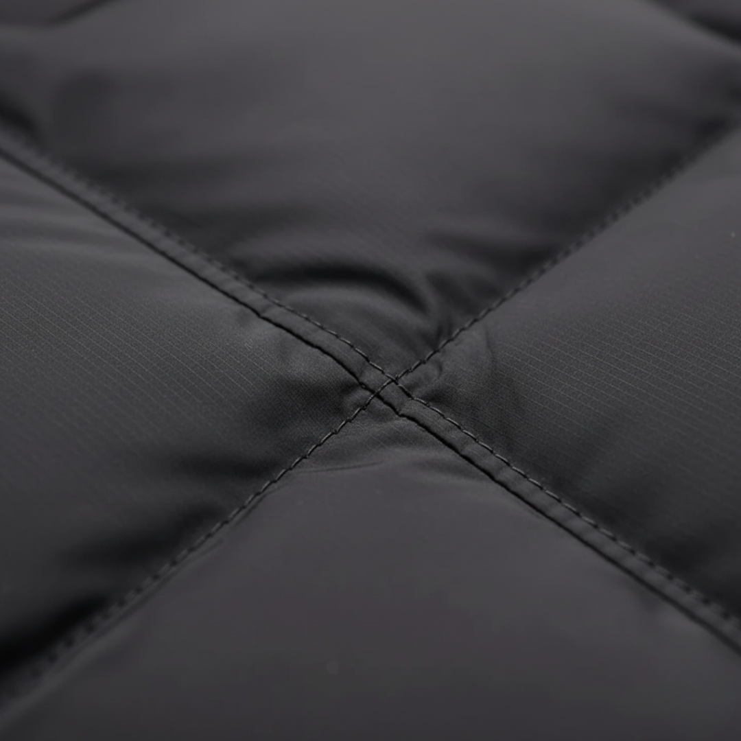 Men's Black Synthetic Material Puffer Jacket