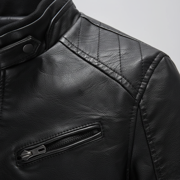 Men's Biker Style Faux Leather Jacket