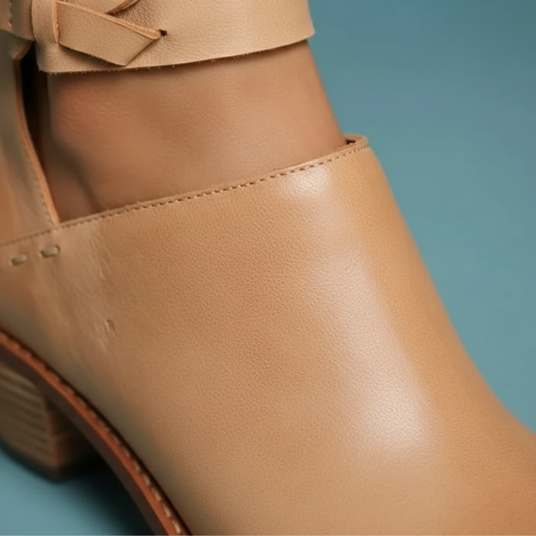 Women's Block Heel Ankle Boots with Ankle Strap and Pointed Toe