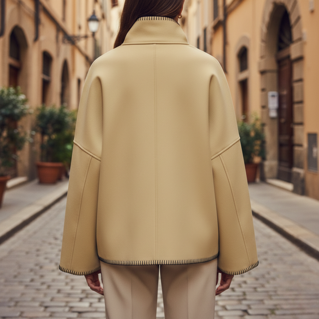 Elegant Oversized Women's Coat in Mixed Fabric