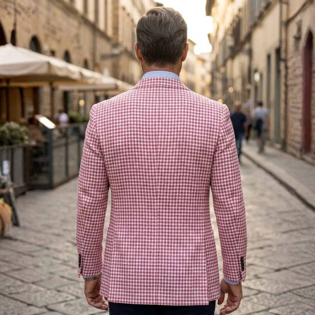 Men's Houndstooth Blazer Jacket Slim Fit Autumn