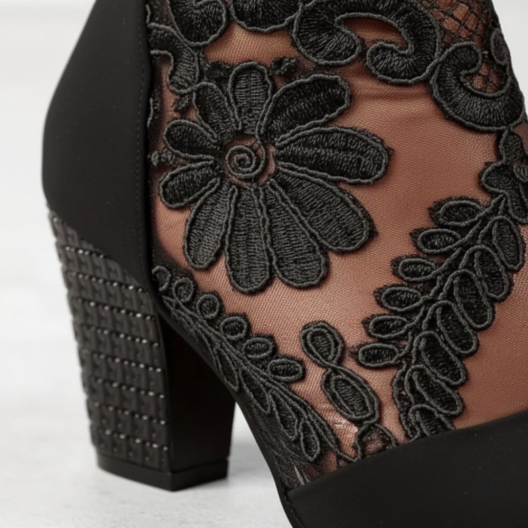 Women's High Heel Ankle Boots with Lace Details