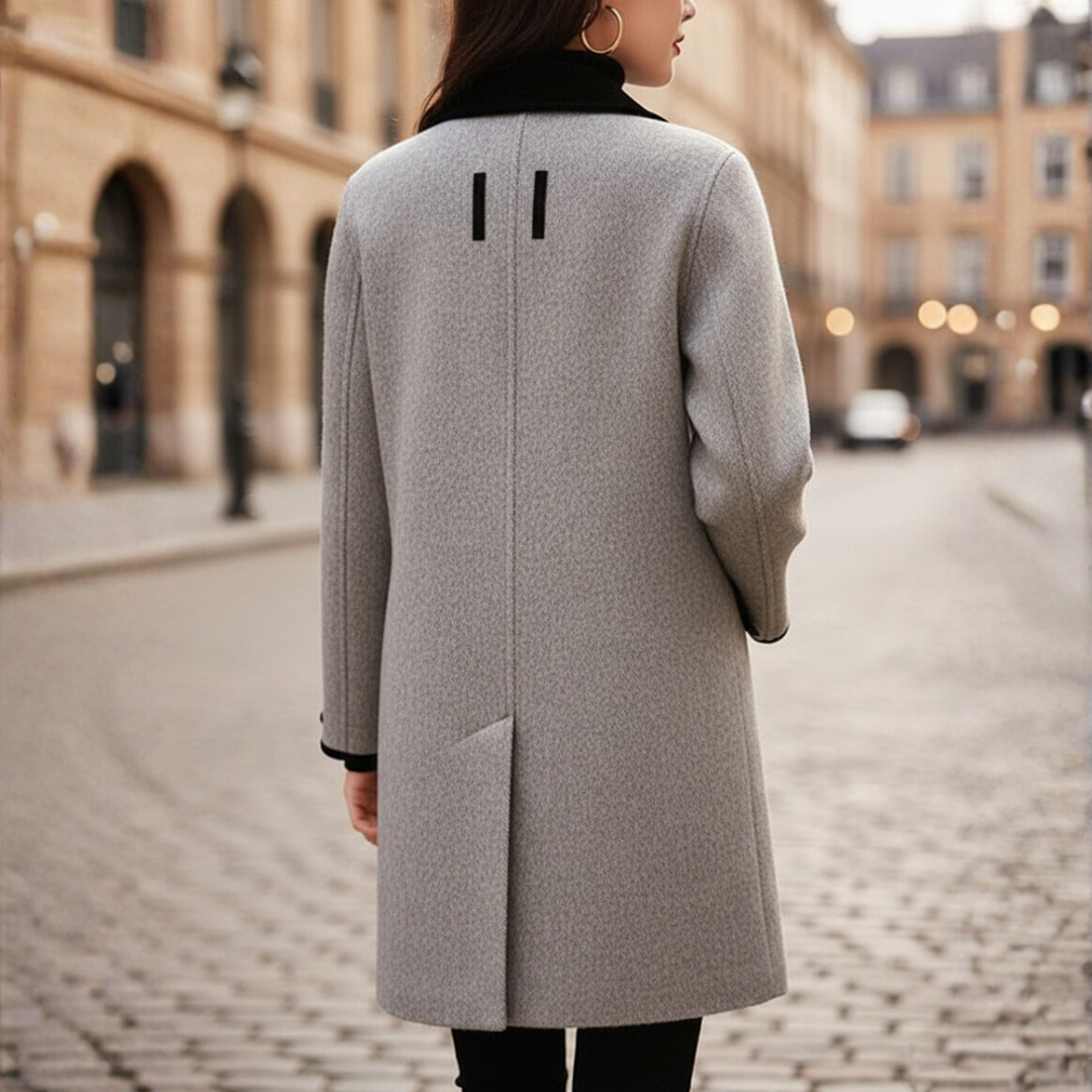 Women's Winter Tweed Wool Double-Breasted Coat Gray