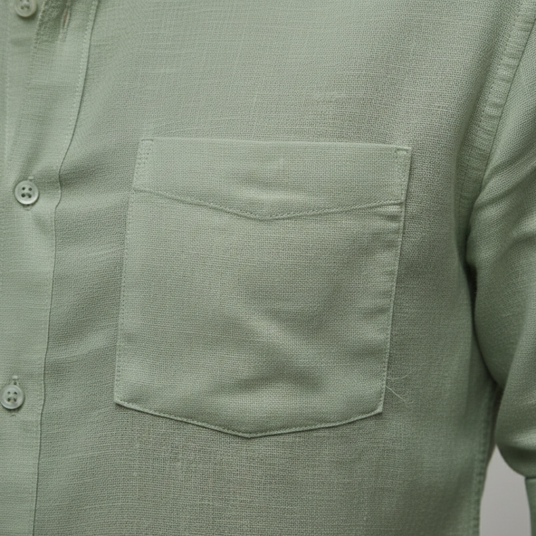 Men's Linen Short Sleeve Slim Fit Korean Collar Shirt