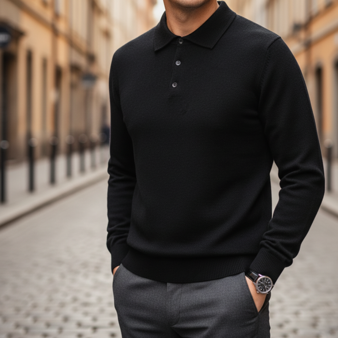 Men's Long Sleeve Polo Shirt in High-Quality Material