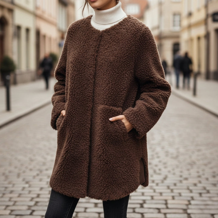 Giacca oversize in pelliccia sintetica sherpa