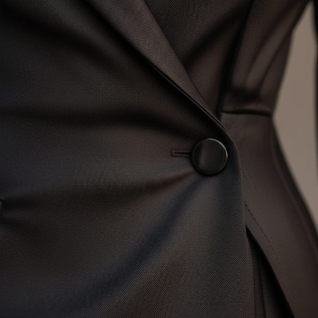 Women's Dress with Lapel Collar and Buttons