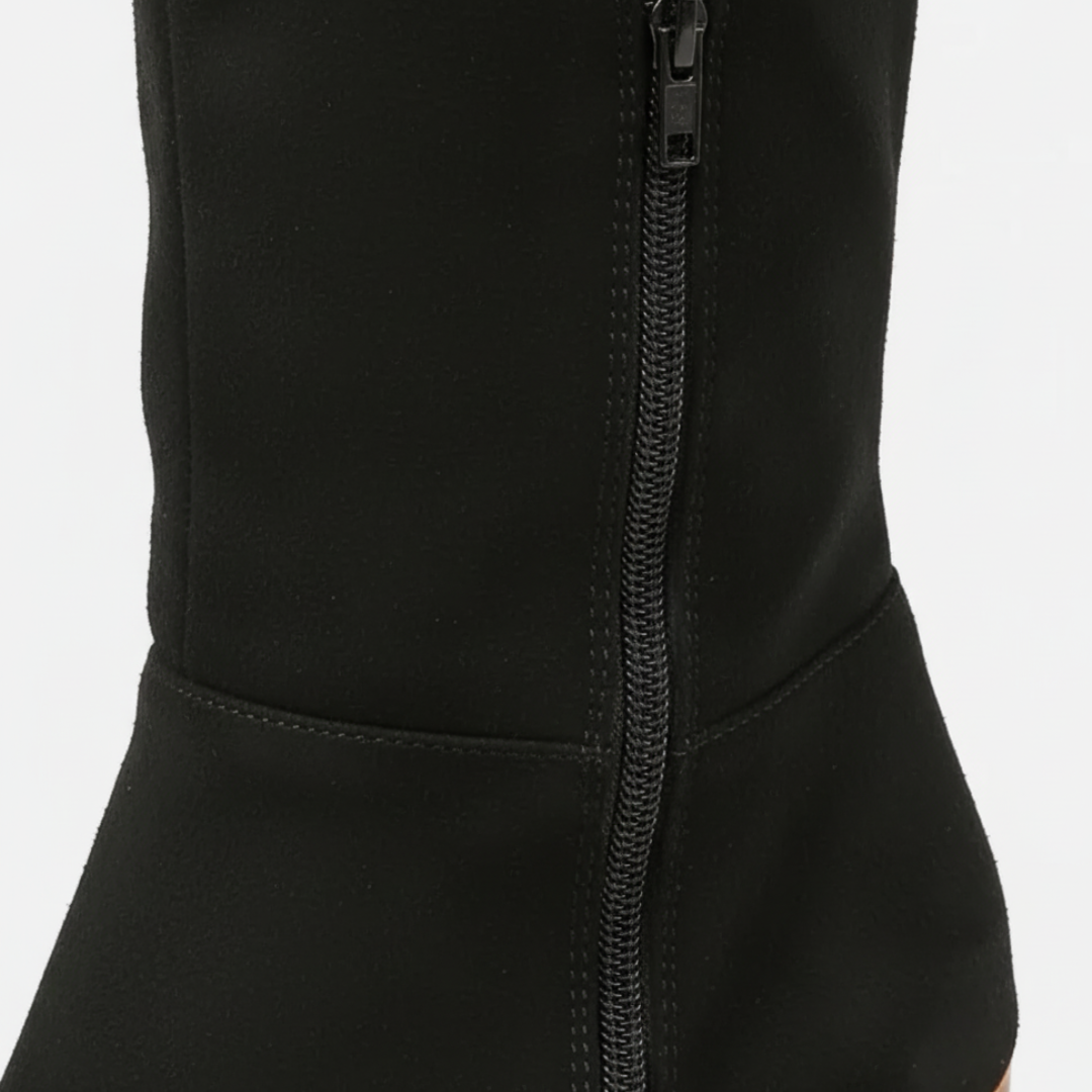 Women's High Knee Square Heel Faux Suede Boots